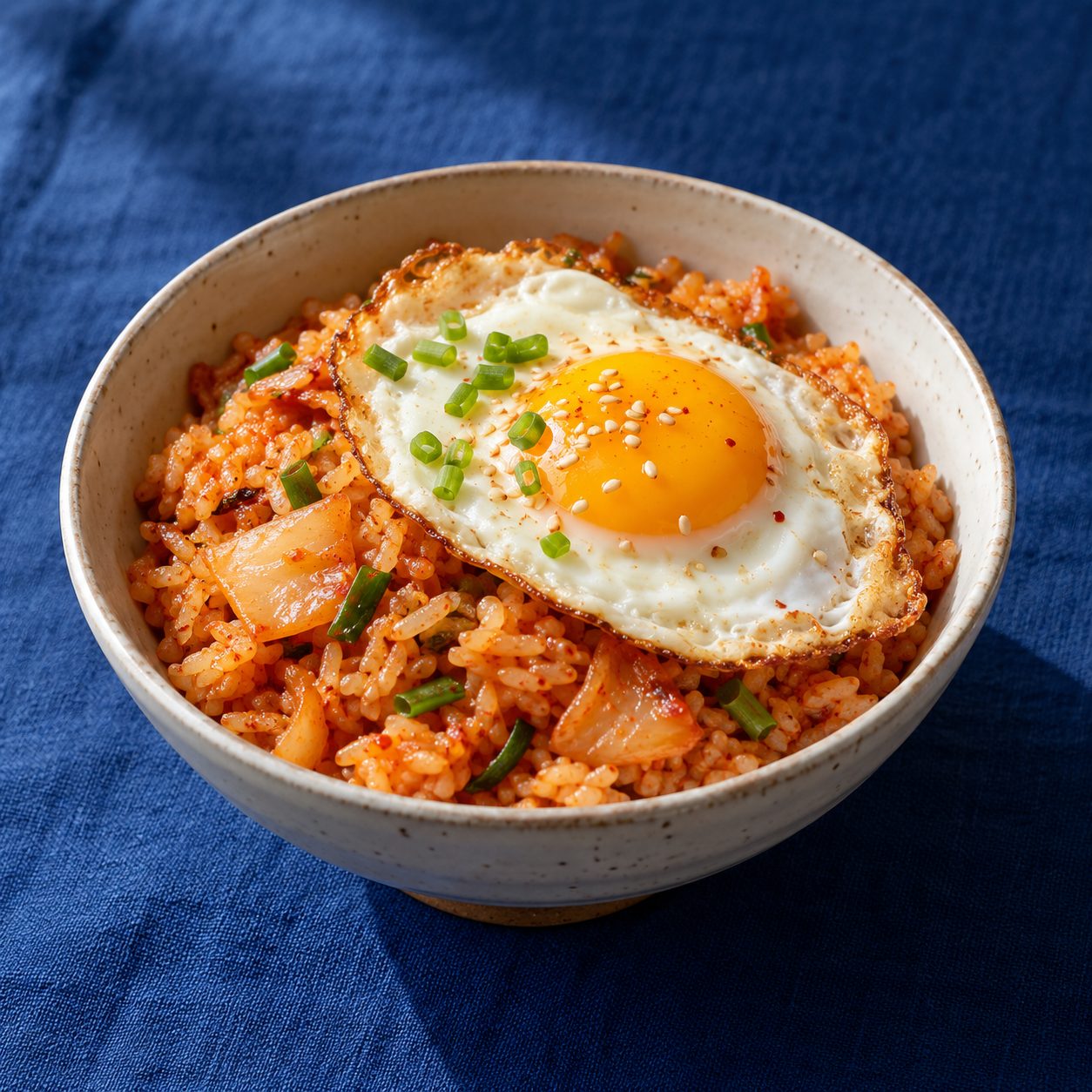 달걀을 얹은 김치볶음밥